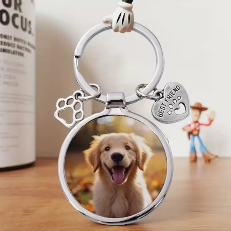 .breloc personalizat rotund, poza/ text din metal, model ya-05 05